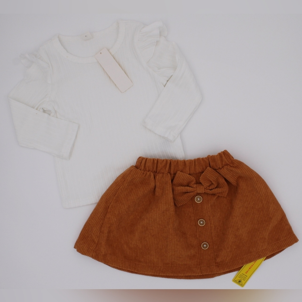 Girls Corduroy Skirt & Ribbed Top 2-Piece Set – Size 18-24M (NWT)